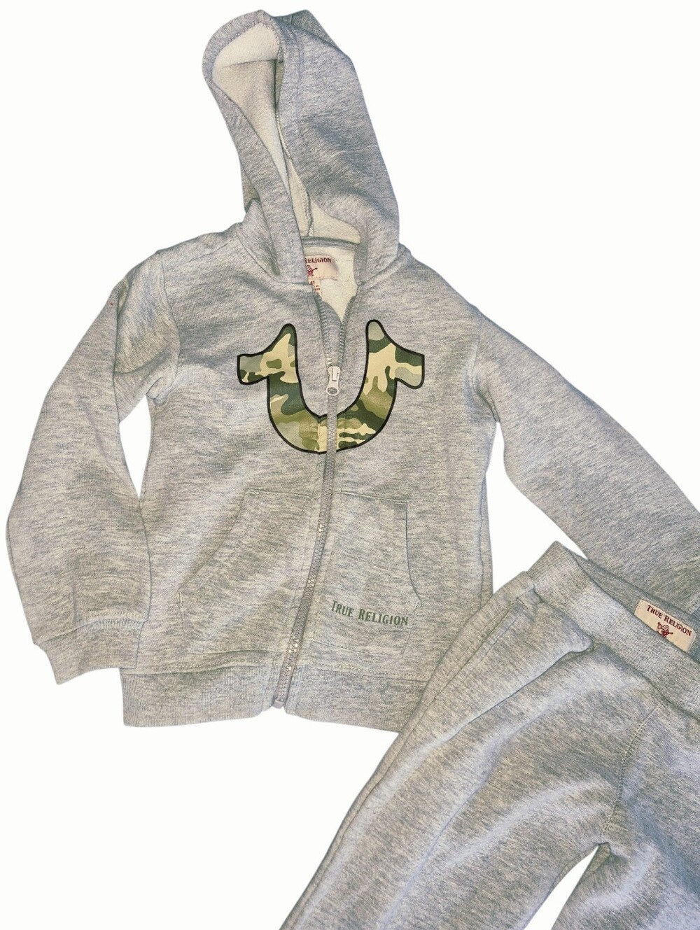 True Religion Kids Heather Gray Joggers with Horseshoe Logo Nwot